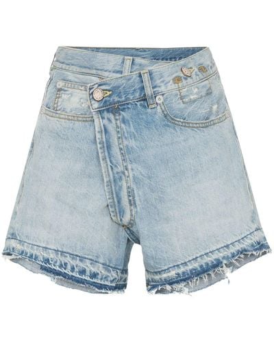 R13 Ausgefranste 'Tilly' Jeans-Shorts - Blau