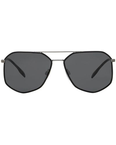Burberry Pilotenbrille mit geometrischem Gestell - Grau