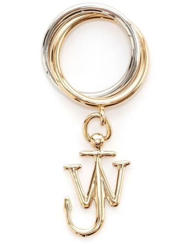 JW Anderson Anchor-charm Double-loop Ring - Metallic