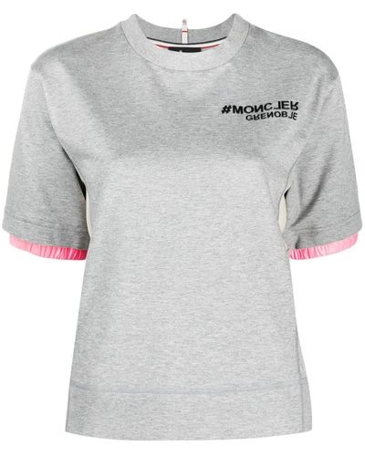 3 MONCLER GRENOBLE Double-sleeve Logo-print T-shirt - Grey