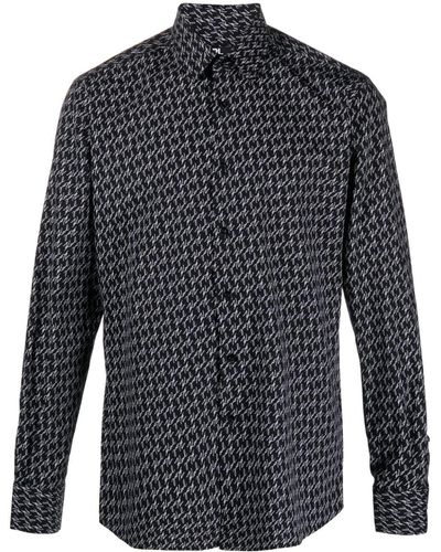 Karl Lagerfeld All-over Logo Print Cotton Shirt - Blue