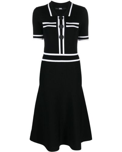 Karl Lagerfeld Contrasting-trim Knit Dress - Black