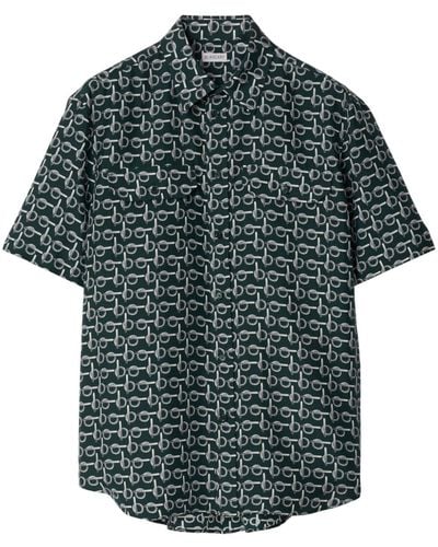 Burberry Seidenhemd mit Print - Grün