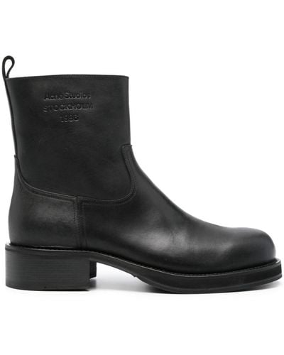 Acne Studios Logo-debossed Leather Boots - Black