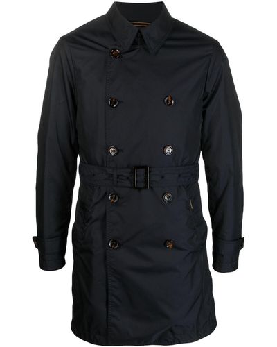 Moorer Belted-waist Trench Coat - Black