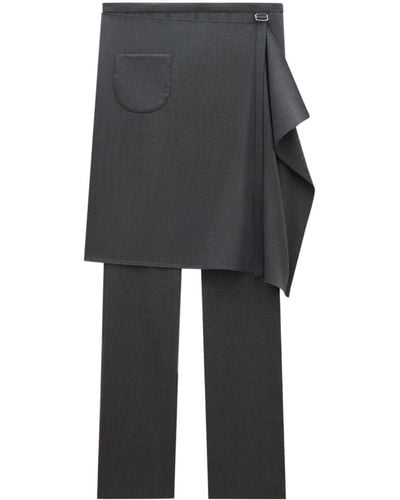 Courreges Tailored Wool-Blend Overskirt Trousers - Black