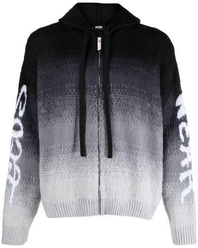 Gcds Intarsia-knit Hooded Jacket - Black
