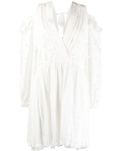 IRO Cold-shoulder Cut-out Floral Dress - White