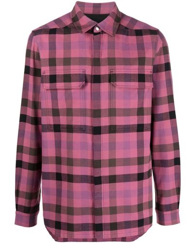 Rick Owens Plaid-check Long-sleeved Shirt - Pink