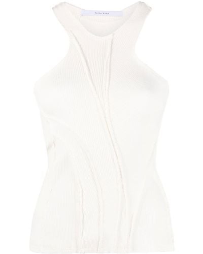 TALIA BYRE Ribbed-knit Cotton Tank Top - White
