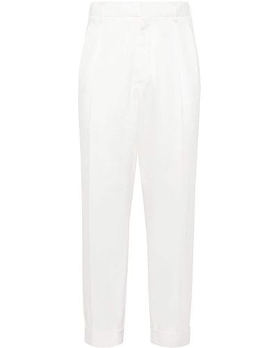 Brunello Cucinelli Pressed-crease Cotton Trousers - White