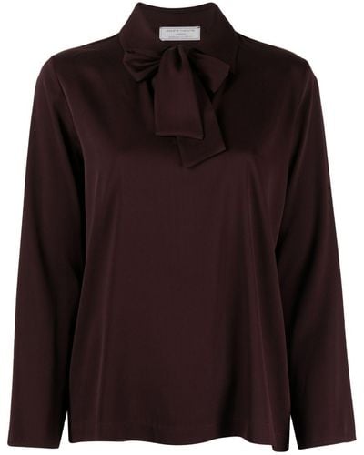 Societe Anonyme Bow-detail Long-sleeve Blouse - Brown