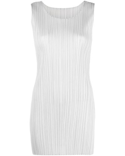 Pleats Please Issey Miyake Crepe-texture Sleeveless Dress - White
