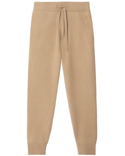 Burberry Logo-embroidered Track Trousers - Natural