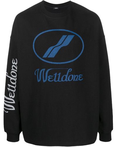 we11done Oversized-Sweatshirt mit Logo - Schwarz