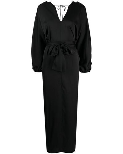 Cynthia Rowley Dolman Ruffle-trim Belted Maxi Dress - Black