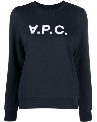A.P.C. Sweatshirt mit Logo-Print - Blau