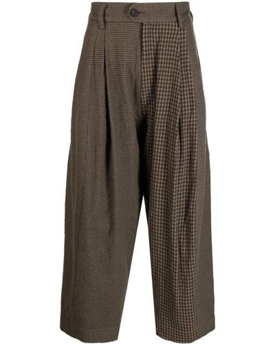 Ziggy Chen Panelled Pleated Drop-crotch Trousers - Grey