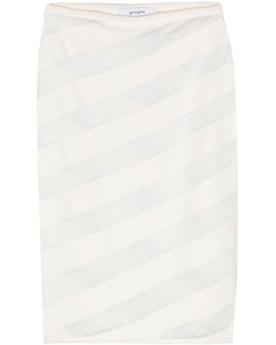 GIMAGUAS Zebara Semi-sheer Panel Skirt - White