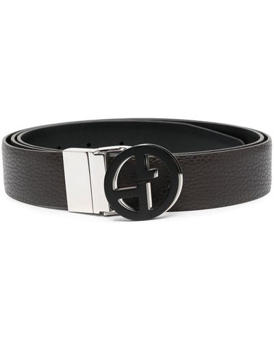 Giorgio Armani Logo Buckle Belt - Black