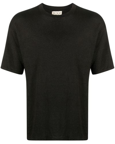 Ma'ry'ya Short-sleeve Linen-blend T-shirt - Black