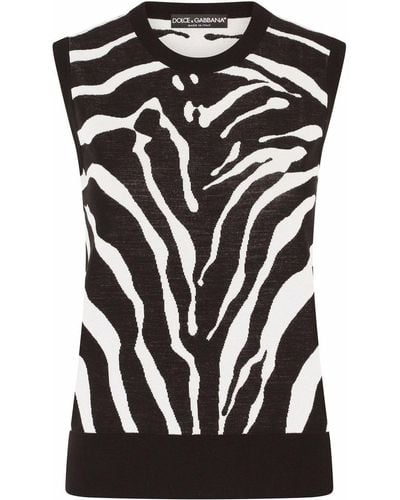 Dolce & Gabbana Zebra Intarsia-knit Vest - Black