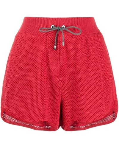 Brunello Cucinelli Pantalones cortos de punto con cordón - Rojo