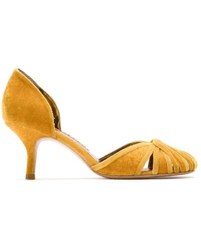 Sarah Chofakian Sarah Velvet Court Shoes - Yellow