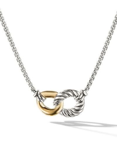 David Yurman Sterling Silver And 18kt Yellow Gold Curb Link Necklace - Metallic