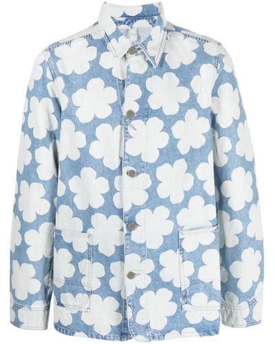 KENZO Floral-print Denim Jacket - Blue