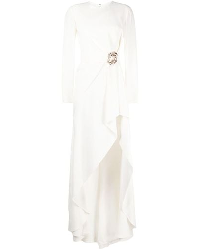 Elie Saab Asymmetric Crêpe Dress - White