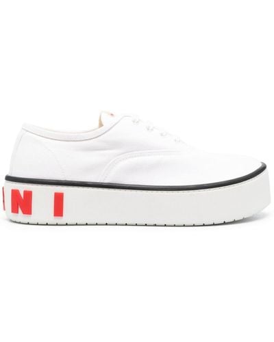 Marni Logo-embossed Flatform Sneakers - White
