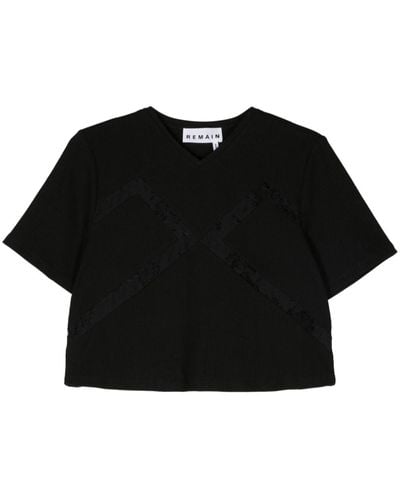 Remain レースパネル Tシャツ - ブラック