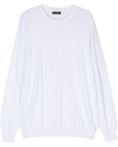Corneliani Ribbed-knit Long-sleeve Jumper - White