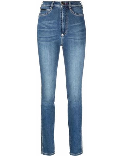 Philipp Plein Skinny-Jeans mit hohem Bund - Blau