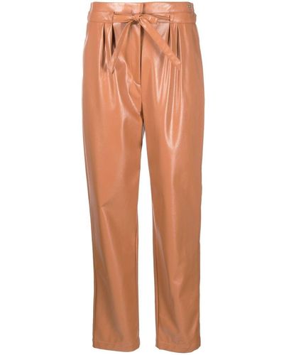 Armani Exchange High-waist Faux-leather Pants - Brown