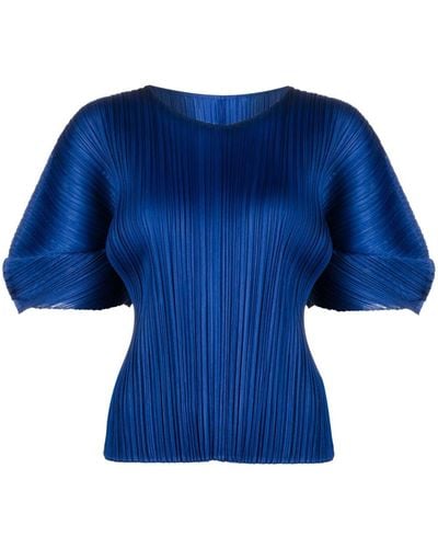 Pleats Please Issey Miyake Monthly Colors August Bluse - Blau