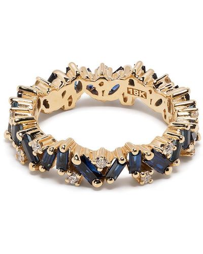 Suzanne Kalan 18kt Yellow Gold Bliss Eternity Sapphire And Diamond Ring - Blue