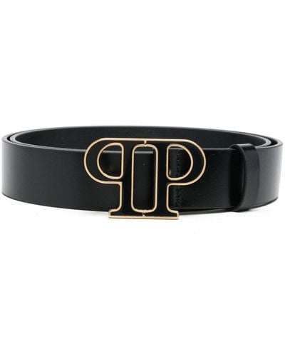 Philipp Plein Logo-motif Leather Belt - Black