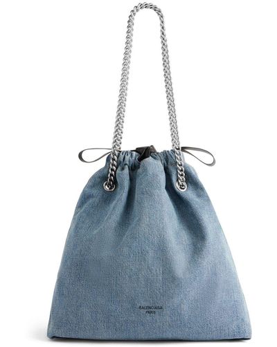 Balenciaga Borsa a spalla Crush Chain piccola - Blu