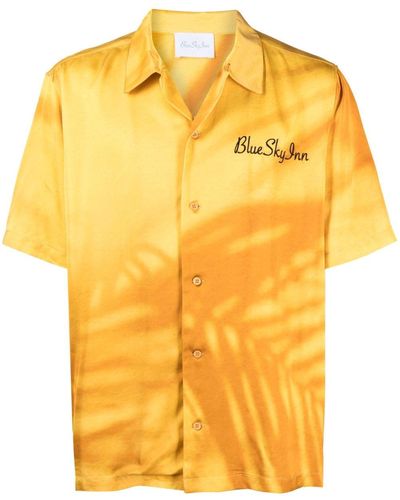 BLUE SKY INN Palms Embroidered-logo Shirt - Yellow