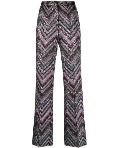 Missoni Sequin-embellished Flared Trousers - Grey