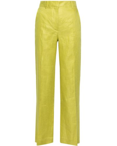 Antonelli Tailored Linen Trousers - Yellow