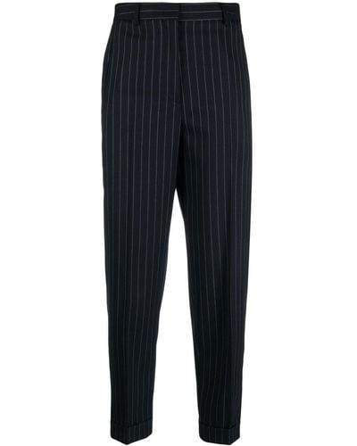 Alberto Biani Pinstripe Cropped Trousers - Blue