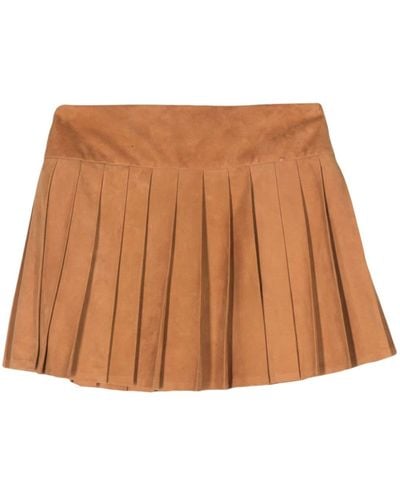 Ermanno Scervino Pleated Suede Miniskirt - Brown
