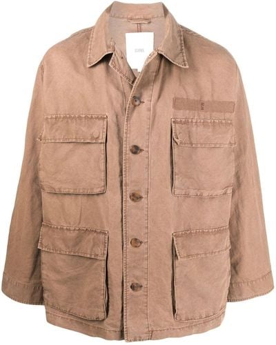 Closed Button-up Shirt Jacket - Brown