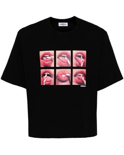 Fiorucci Mouth Graphic-print cotton T-shirt - Noir