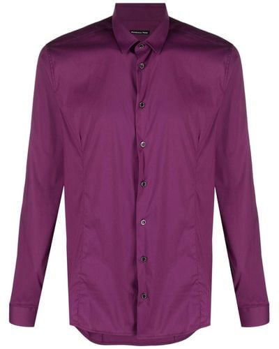 Patrizia Pepe Long-sleeved Poplin-texture Shirt - Purple