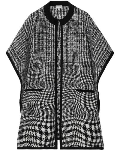 Burberry Short-sleeve Houndstooth-pattern Cape - Black