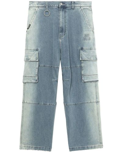 Izzue Weite Jeans mit aufgesetzten Taschen - Blau